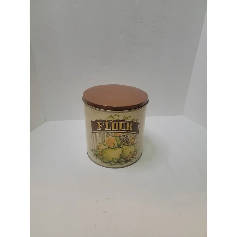 Vintage Rare Cheinco Tin Nesting Round Canister Set‎ Fruit Pattern No Rust